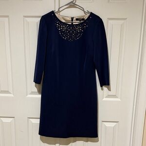 Tahari Midnight Blue Long Sleeve Dress